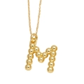 Minimalist 18K gold plated necklace with beaded letter M pendant on a thin chain - M