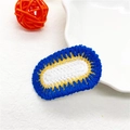 Hand-knitted oval BB hair clip in blue, yellow, and white yarn for DIY hair accessories - 9# White Center Oval Blue