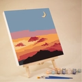 DIY digital oil painting kit featuring abstract moon and hills landscape with brushes - 20x20cm Framed Kit / VN93 Abstract Moon and Clouds