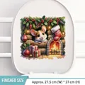 Christmas mouse sticker with hat and fireplace design for festive bathroom decor - Hamster Christmas Style 03