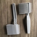 Two gray plastic barber fade combs for men with long handle on wood background - Model B Grey 2Pcs OPP Bag
