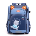 Blue kids backpack with dinosaur print, high elasticity fabric and large capacity - Dinosaur / Navy with Cyan