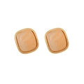 Pendientes de botón cuadrados color caramelo con resina melocotón y marco dorado - Naranja