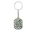 Zinc alloy pickleball racket keychain with green and white checkered pattern design - Green Pickleball Paddle A