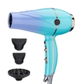 Haardrogerset met blauw-paars verloop en drie verschillende opzetstukken voor styling - 1717 Blauw