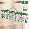 Luxury green stainless steel drying rack with 18 high-elasticity metal clips for laundry - 18 Clips - Green