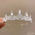 Elegant silver rhinestone tiara crown with pear-shaped stones, 13.5cm diameter size - 25# White Rhinestone Tiara (13.5cm)