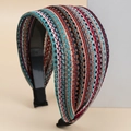 Wide colorful woven headband with striped patterns and comfortable inner lining for women - Multicolor Stripe