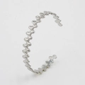 Polished silver stainless steel open bangle featuring unique pebble-shaped links - Silver CK522-SR (Geometric Splicing)