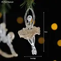 Golden glitter ballerina hanging ornament for Christmas tree decor, size 15cm x 7cm - Ballerina