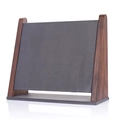 Walnut wood necklace display stand with dark grey microfiber surface slanted design - Grey Velvet