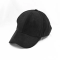 Minimalist black faux suede baseball cap with a classic six-panel design and curved brim - Adjustable 55-59cm / Black