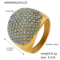 Gold plated stainless steel ring featuring turquoise stones with 17mm band width - US 6 / Turquoise