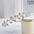 Eleganter silberner Blatt-Brautkranz mit Kristallsteinen für Hochzeit oder Party - Silber
