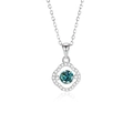 S925 sterling silver heartbeat necklace with blue moissanite and dancing stone - 925 Silver / Green Moissanite White Gold