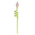 Reusable green spiral straw for kids featuring a cute pink ice cream PVC charm topper - Yellow