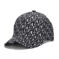 Fashionable black and white baseball cap with all-over alphabet letter prints - Black with White Letters / One Size(Adjustable)