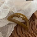 Elegant semi-circular amber hair claw clip with glossy finish for thick hair - Olive Green