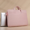 Rosa schlanke Laptop-Umhängetasche aus Stoff mit Tragegriffen und Reißverschluss - 610 Stil - Rosa / 15.6"