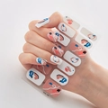 Detailed view of minimalist abstract nail art stickers with geometric patterns on model hand - |envelope Bag Packaging-dq-026
