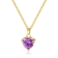 Collana con ciondolo a cuore in ametista e zircone viola con finitura dorata - Colore Oro 45+5cm / Viola