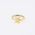 Detail of 18k gold plated stainless steel Gemini zodiac sign open adjustable ring - Adjustable Open Gold / Gemini