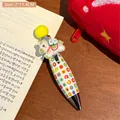 White quick-dry ballpoint pen with colorful dots, yellow bead, and unicorn charm - 2# Lucky Horse Fat Ballpoint Pen-Yellow