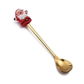 Golden stainless steel spoon with a Santa Claus silicone handle ornament for Christmas dining - Santa Claus Spoon / Titanium Gold