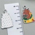 Brown cartoon reindeer in gift bag charm pendant for DIY Christmas bracelets - Elk 25x15mm
