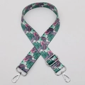 Adjustable crossbody bag strap with tropical leaf print and silver-tone metal lobster clasps - Style 585 / Silver