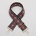 Ethnic style pink and gray geometric jacquard bag strap with golden metal swivel hooks - No. 480 Silver Hook