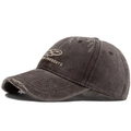 Casquette de baseball en coton anthracite délavé avec broderie style rétro usé - Réglable / Café