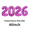 Set of 40-inch pink aluminum foil balloons featuring large 2026 numbers for New Year decor - 40 Inch / Pink