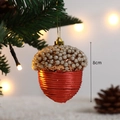 Addobbo natalizio a ghianda da 8cm con filo rosso e perle per decorare l'albero di Natale - Stile Ghianda con Perle Rosse / Altezza 8cm / Pigna d'Oro