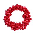Close-up of vibrant red elastic hair scrunchie with lustrous pearl beads on white background - 10# Red Pearl Hair Tie