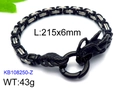 Men's dragon head bracelet in black and silver stainless steel with square links - Silver Black Two-Tone Dragon Style (KB108250-Z)