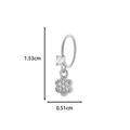 Silver-toned heart star zircon hoop earring with flower pendant measuring 1.53cm height - 5# Silver