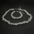 Detail of natural white crystal chip necklace and bracelet set with silver lobster clasp - Bracelet / White Crystal