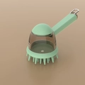 Light green long handle pet bath brush with silicone bristles and soap dispenser - Long Handle Style / Green