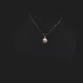Baroque natural freshwater pearl pendant with gold twisted border on a delicate necklace - Simple Baroque Pearl Pendant (Style 1)