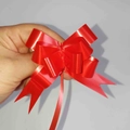 Vibrant red 18mm gift pull bow ribbon with gold trim for festive holiday packaging - Solid Red