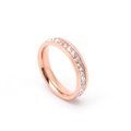 Elegant rose gold stainless steel ring featuring a row of sparkling square cubic zirconia - Size 6 / Rose Gold
