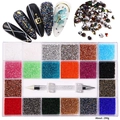 Professional 24-grid nail art rhinestone set with multi-colored gems and dotting pen tool - 20 Colors Micro Diamonds Set