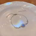 Vintage silver-tone Saturn and stars bracelet with blue celestial stone and zircon accents - S238 Silver - Planet Bracelet