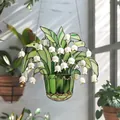 Acrylic lily of the valley window hanging ornament in vibrant green and white finish - Lily of the Valley 03
