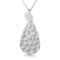 Colgante de gota en acero de titanio plateado con acabado martillado de diseño minimalista - Colgante De Gota De Agua Martillado Color Acero (KP28909-K)