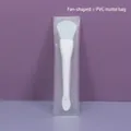 White fan-shaped silicone face mask brush with frosted PVC storage bag set - PVC Frosted Bag / Fan