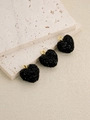 Three-piece black glitter heart pendants with golden rings for DIY jewelry making - Black
