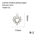18mm rhodium plated copper heart pendant with 5mm hole for DIY jewelry making - Silver Hollow Heart Pendant B-2