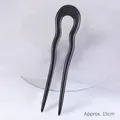 U-shaped black ebony wood hair pin, 15cm wavy double-prong accessory for hair buns - U Hairpin - D 15cm
